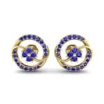 Flower Drum Blue Sapphire Earrings (0.32 CTW) Side View