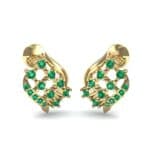 Studded Crosshatch Emerald Earrings (0.16 CTW) Perspective View