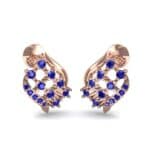 Studded Crosshatch Blue Sapphire Earrings (0.16 CTW) Perspective View
