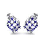 Studded Crosshatch Blue Sapphire Earrings (0.16 CTW) Perspective View
