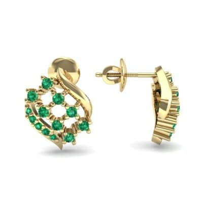 Studded Crosshatch Emerald Earrings (0.16 CTW) Top Dynamic View