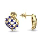 Studded Crosshatch Blue Sapphire Earrings (0.16 CTW) Top Dynamic View