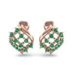 Studded Crosshatch Emerald Earrings (0.16 CTW) Side View