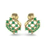 Studded Crosshatch Emerald Earrings (0.16 CTW) Side View