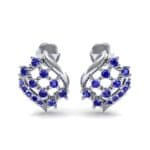 Studded Crosshatch Blue Sapphire Earrings (0.16 CTW) Side View