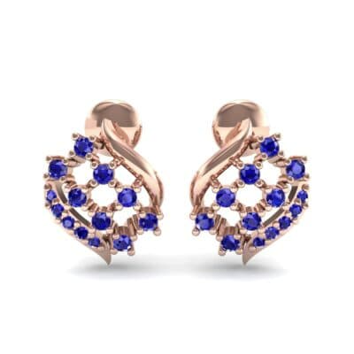 Studded Crosshatch Blue Sapphire Earrings (0.16 CTW) Side View