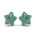 Pave Pentagram Emerald Earrings (0.47 CTW) Perspective View