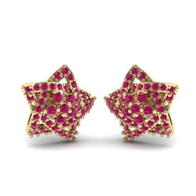 Pave Pentagram Ruby Earrings (0.47 CTW) Perspective View