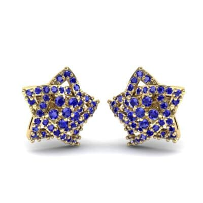 Pave Pentagram Blue Sapphire Earrings (0.47 CTW) Perspective View