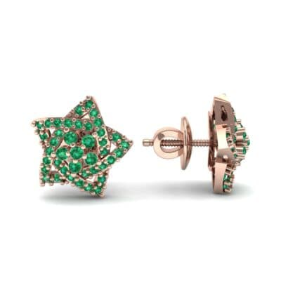 Pave Pentagram Emerald Earrings (0.47 CTW) Top Dynamic View