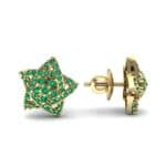 Pave Pentagram Emerald Earrings (0.47 CTW) Top Dynamic View
