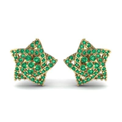 Pave Pentagram Emerald Earrings (0.47 CTW) Side View