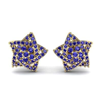Pave Pentagram Blue Sapphire Earrings (0.47 CTW) Side View
