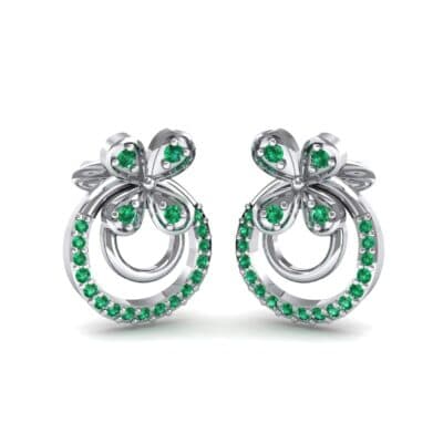 Flower Wheel Emerald Earrings (0.22 CTW) Perspective View