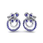 Flower Wheel Blue Sapphire Earrings (0.22 CTW) Perspective View