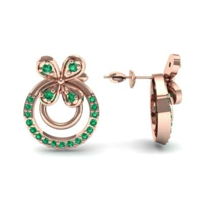 Flower Wheel Emerald Earrings (0.22 CTW) Top Dynamic View