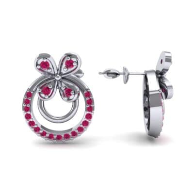 Flower Wheel Ruby Earrings (0.22 CTW) Top Dynamic View