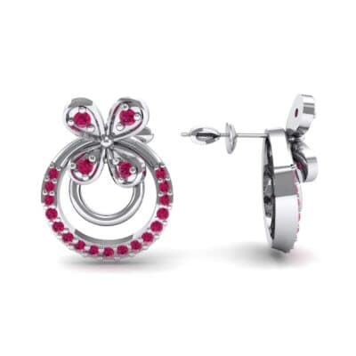 Flower Wheel Ruby Earrings (0.22 CTW) Top Dynamic View