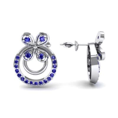 Flower Wheel Blue Sapphire Earrings (0.22 CTW) Top Dynamic View