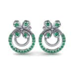 Flower Wheel Emerald Earrings (0.22 CTW) Side View