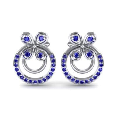 Flower Wheel Blue Sapphire Earrings (0.22 CTW) Side View