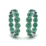Halo Emerald Huggie Earrings (3.52 CTW) Perspective View