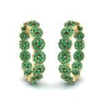 Halo Emerald Huggie Earrings (3.52 CTW) Perspective View