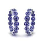Halo Blue Sapphire Huggie Earrings (3.52 CTW) Perspective View
