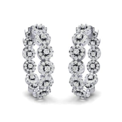 Halo Diamond Huggie Earrings (3.52 CTW) Perspective View