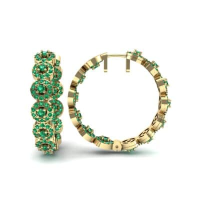 Halo Emerald Huggie Earrings (3.52 CTW) Top Dynamic View