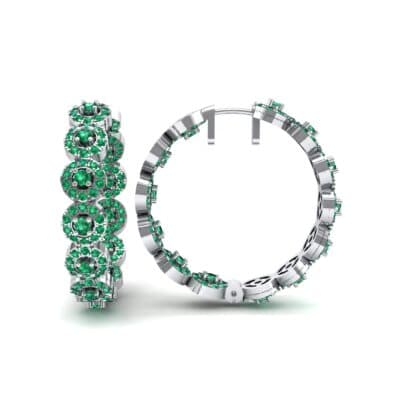 Halo Emerald Huggie Earrings (3.52 CTW) Top Dynamic View