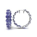 Halo Blue Sapphire Huggie Earrings (3.52 CTW) Top Dynamic View