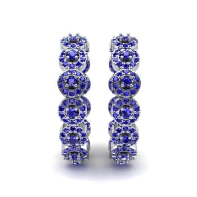 Halo Blue Sapphire Huggie Earrings (3.52 CTW) Side View