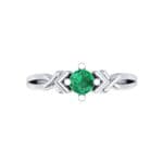 Chevron Twist Solitaire Emerald Engagement Ring (0.25 CTW) Top Flat View