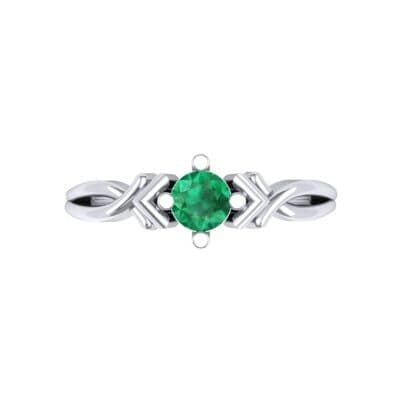 Chevron Twist Solitaire Emerald Engagement Ring (0.25 CTW) Top Flat View