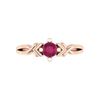 Chevron Twist Solitaire Ruby Engagement Ring (0.25 CTW) Top Flat View