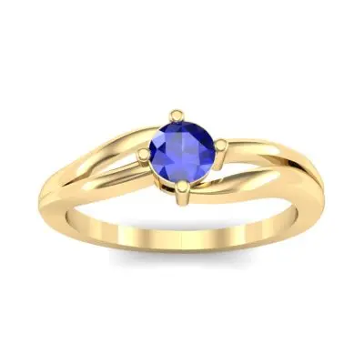 Double Shank Solitaire Blue Sapphire Engagement Ring (0.26 CTW) Top Dynamic View