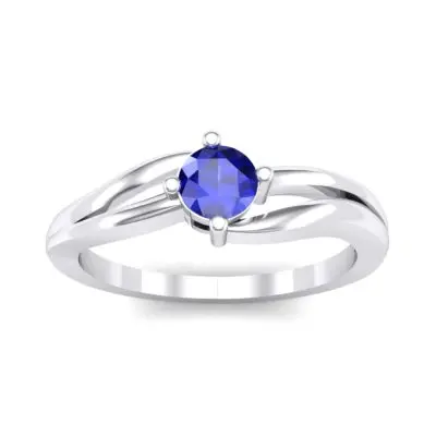Double Shank Solitaire Blue Sapphire Engagement Ring (0.26 CTW) Top Dynamic View
