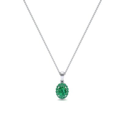 Oval Halo Emerald Pendant (0.98 CTW) Perspective View