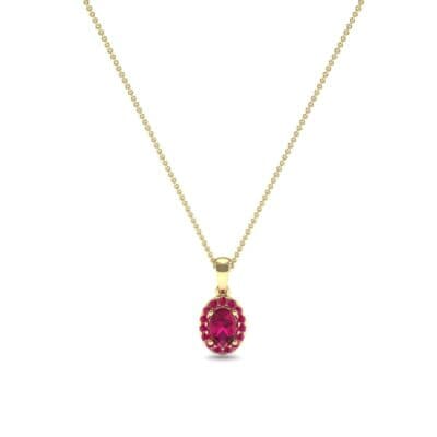 Oval Halo Ruby Pendant (0.98 CTW) Perspective View