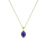 Oval Halo Blue Sapphire Pendant (0.98 CTW) Perspective View