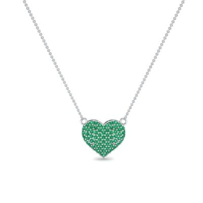 Pave Heart Emerald Necklace (0.65 CTW) Perspective View