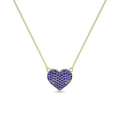 Pave Heart Blue Sapphire Necklace (0.65 CTW) Perspective View