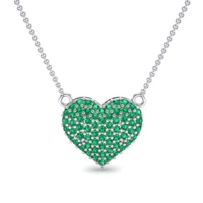 Pave Heart Emerald Necklace (0.65 CTW) Top Dynamic View