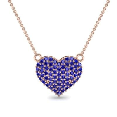 Pave Heart Blue Sapphire Necklace (0.65 CTW) Top Dynamic View