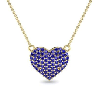 Pave Heart Blue Sapphire Necklace (0.65 CTW) Top Dynamic View