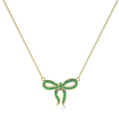 Pave Bow Emerald Necklace (0.3 CTW) Perspective View