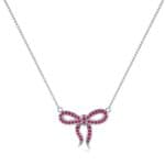 Pave Bow Ruby Necklace (0.3 CTW) Perspective View