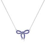 Pave Bow Blue Sapphire Necklace (0.3 CTW) Perspective View