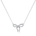 Pave Bow Crystal Necklace (0.3 CTW) Perspective View